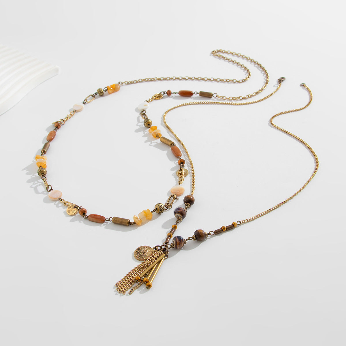 Imitation Pearl Long Necklace Set