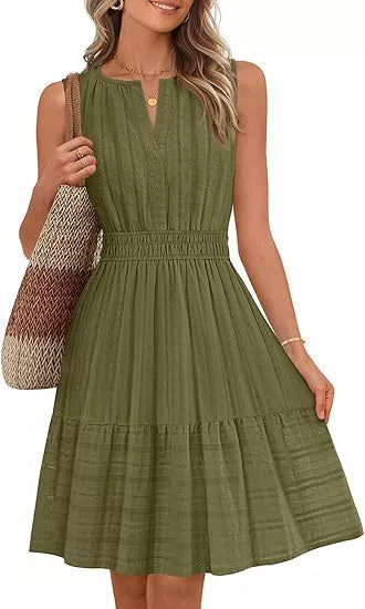 Pleated Sleeveless Dress