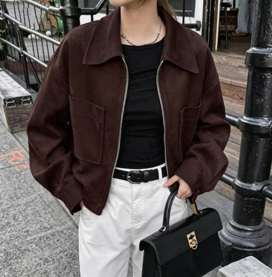 Loose Fitting Suede Jacket