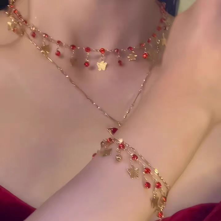 Butterfly Clavicle Chain Red Necklace