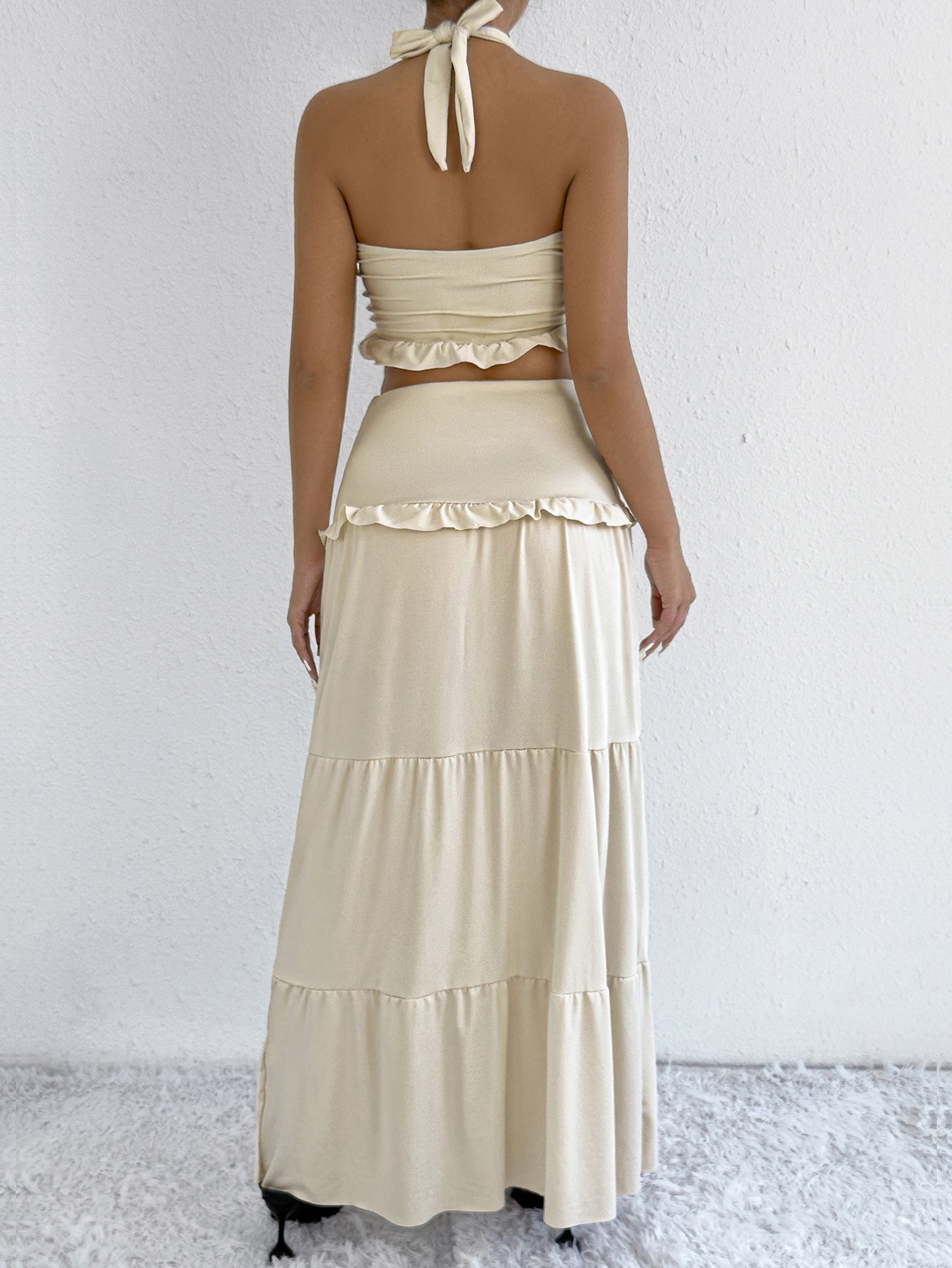 Halter Top And Skirt Two Piece Set
