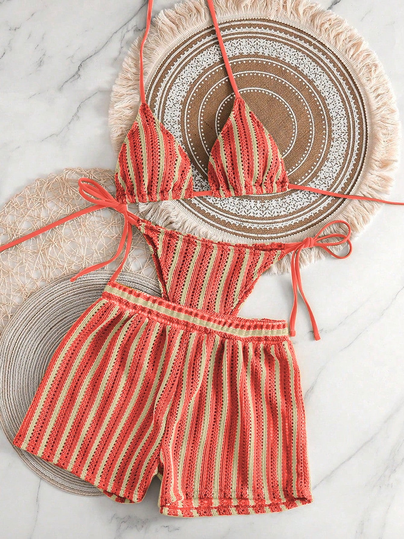 Knit Three Pieces Bikini Set
