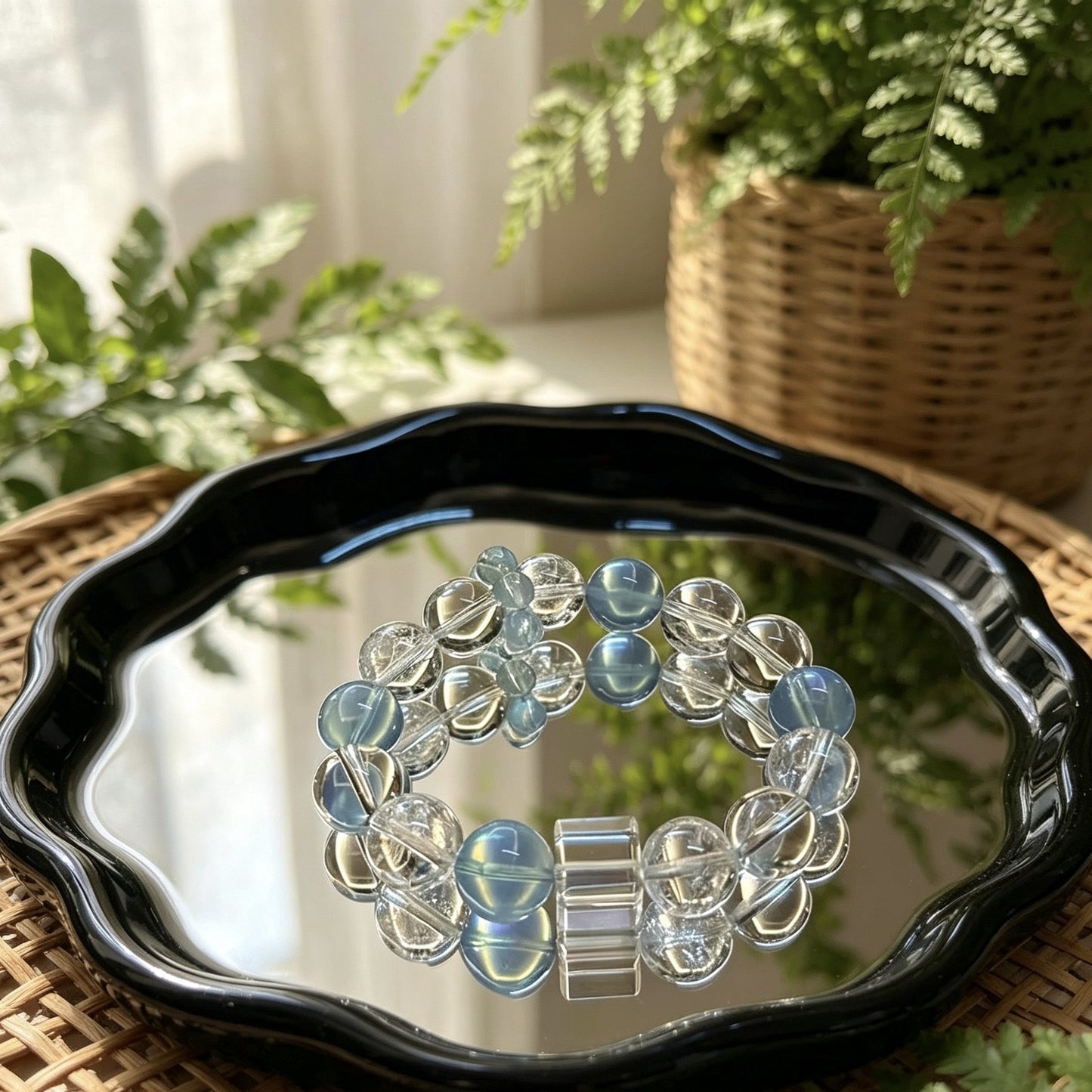 Imitation Natural Aquamarine White Crystal Bracelet For Women