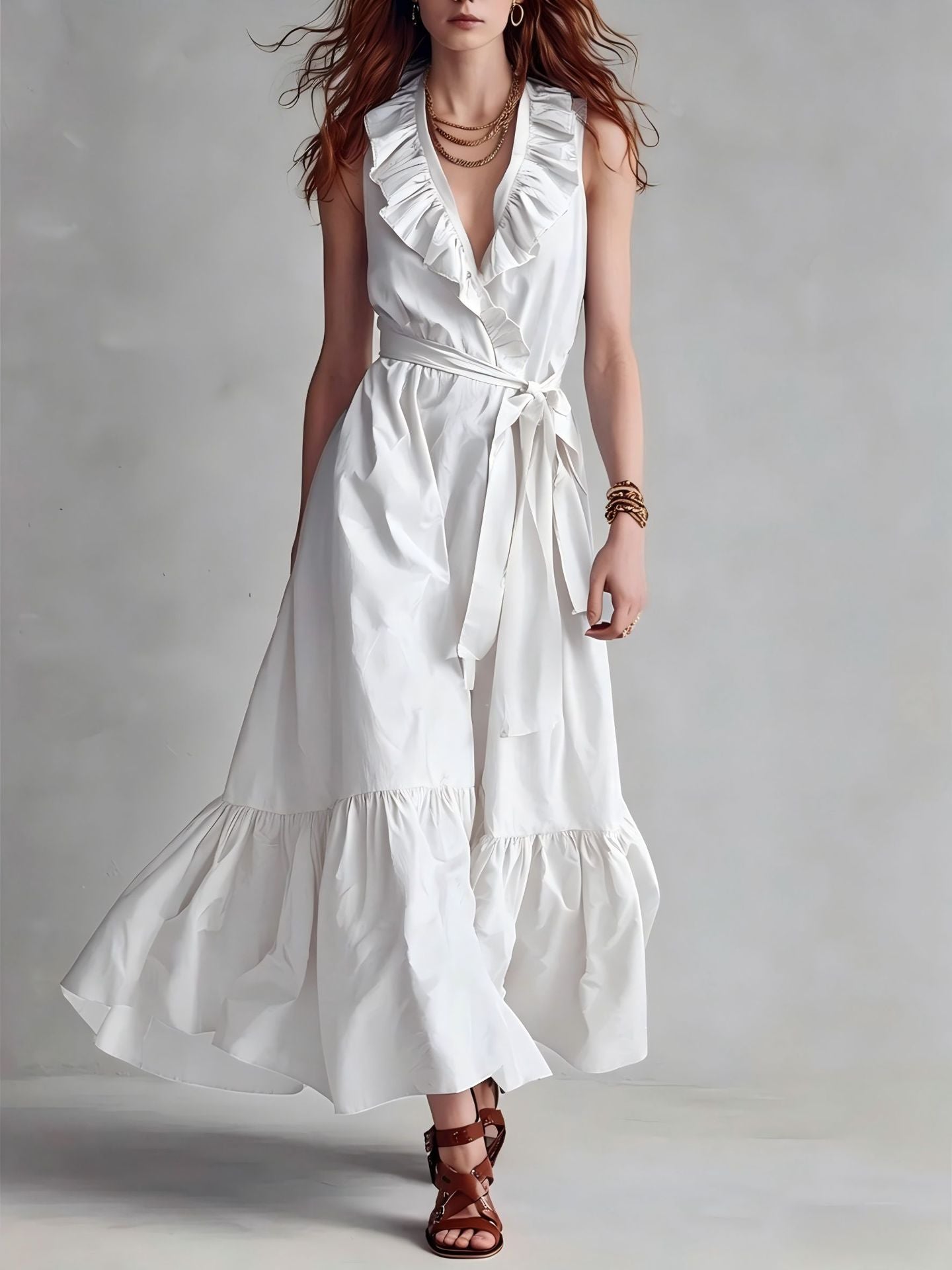 Pleated Sleeveless Maxi Dress