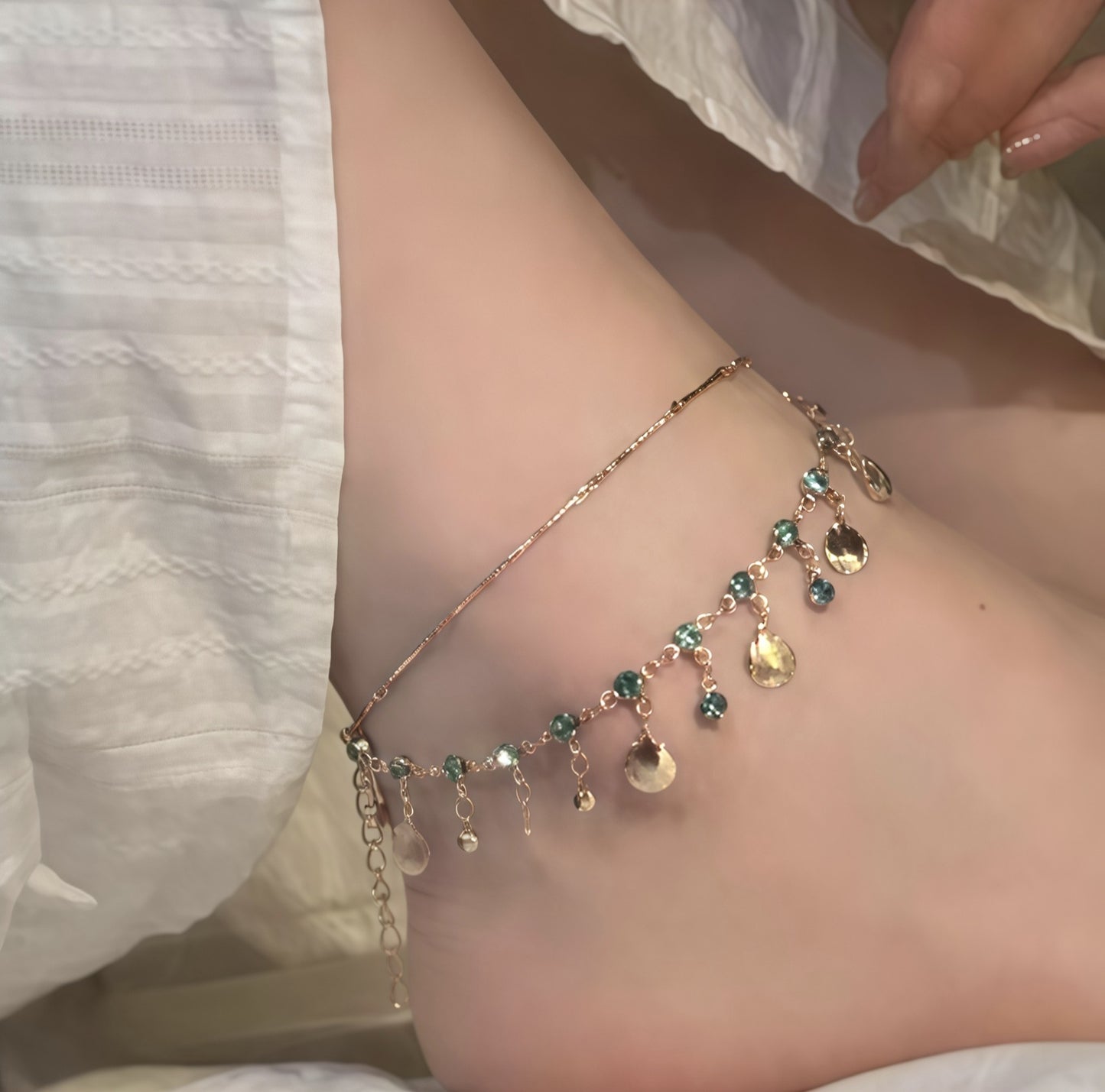 Blue And Golden Seashell Necklace