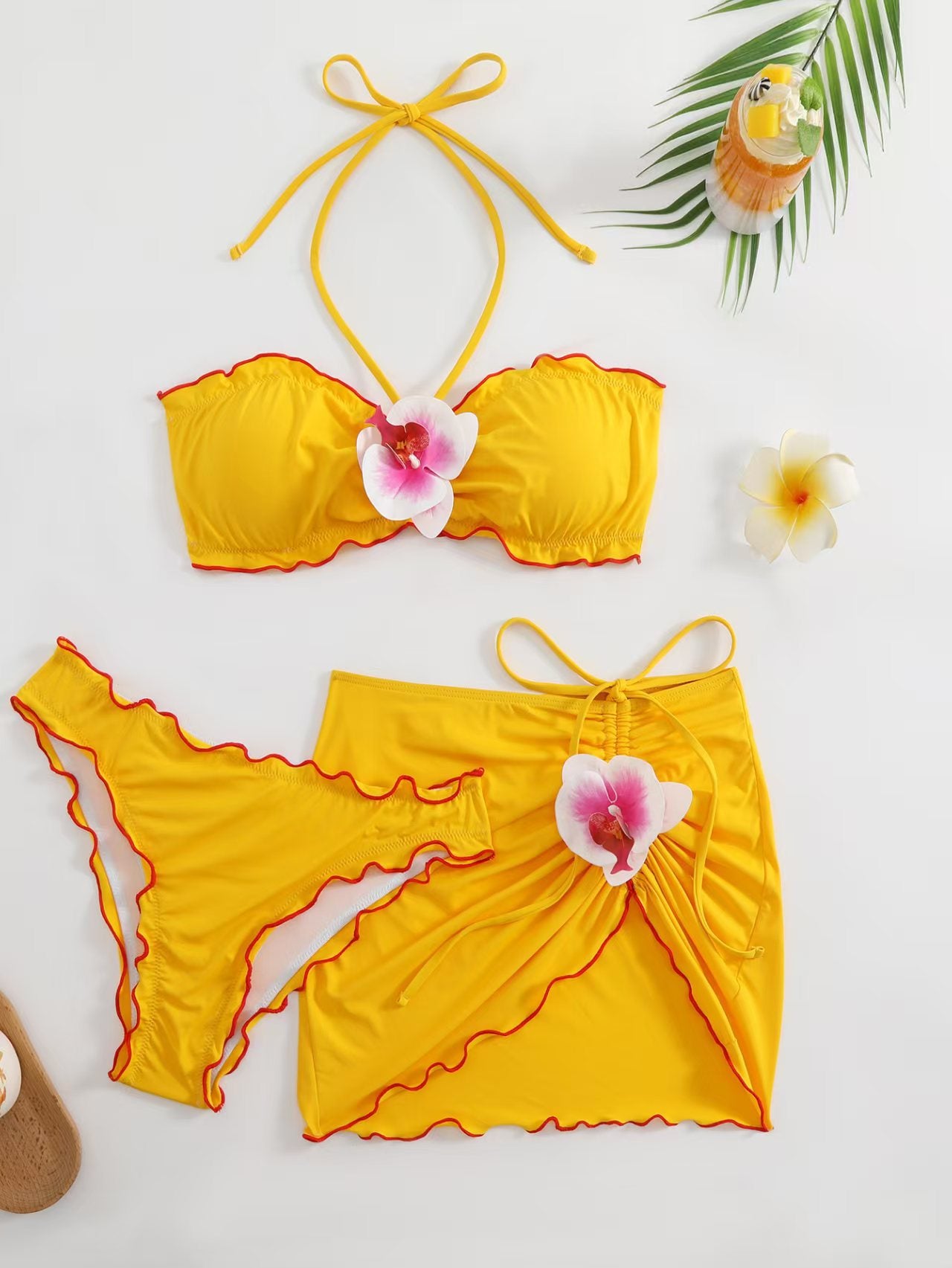 Yellow Two Pieces Bikini Set