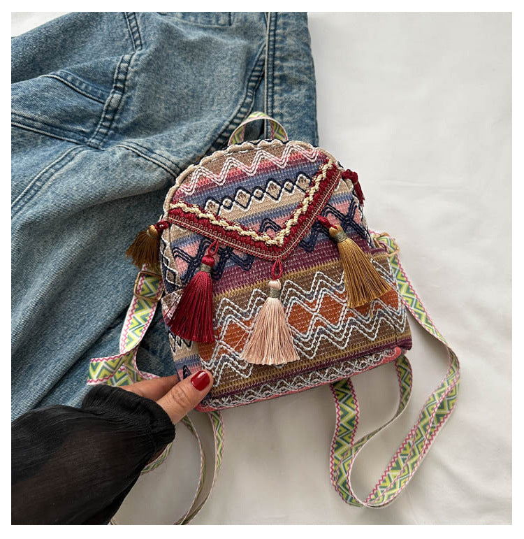 Ethnic Style Tassel Crossbody Bag