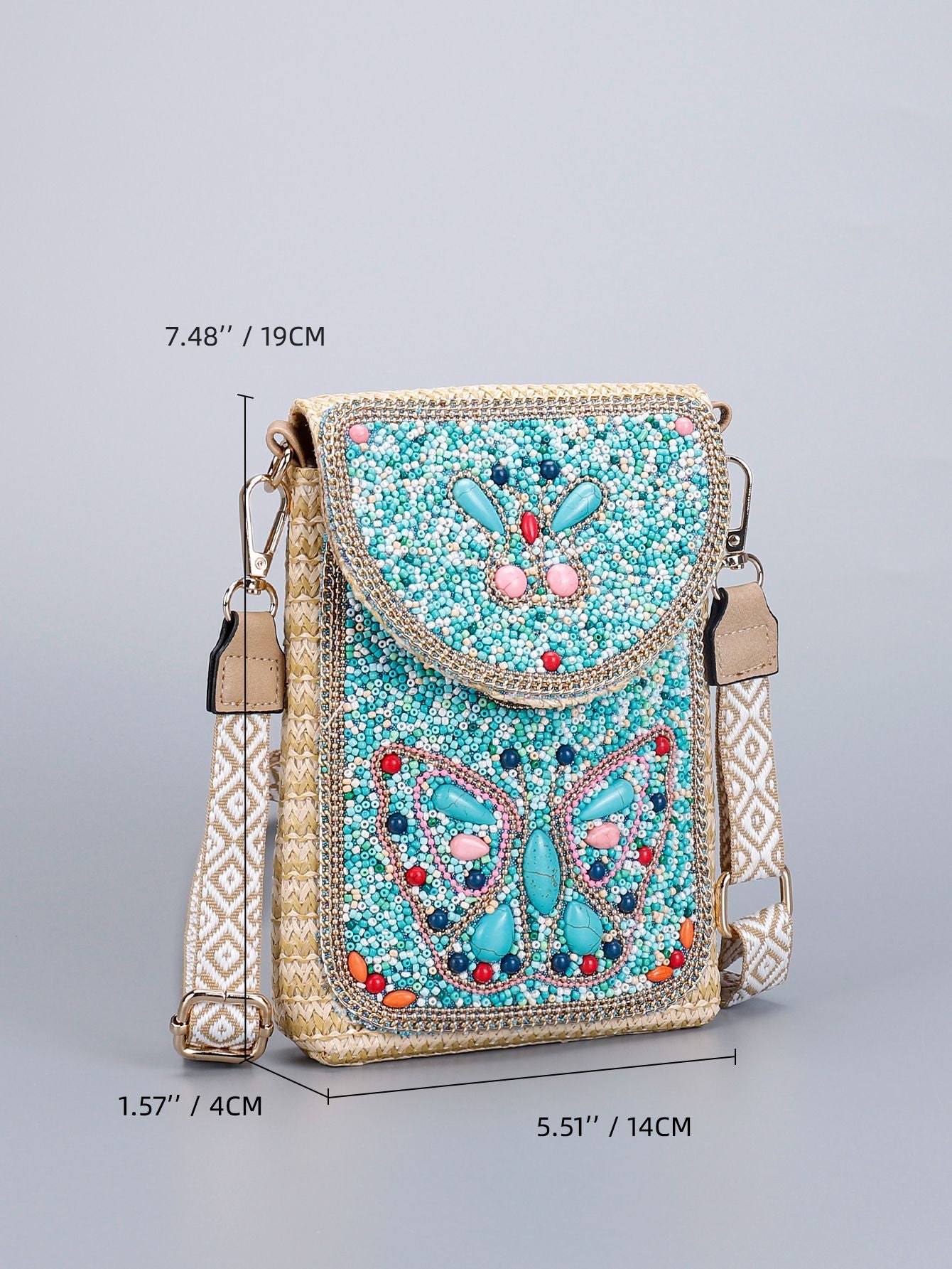 Straw Beaded Crossbody Bag