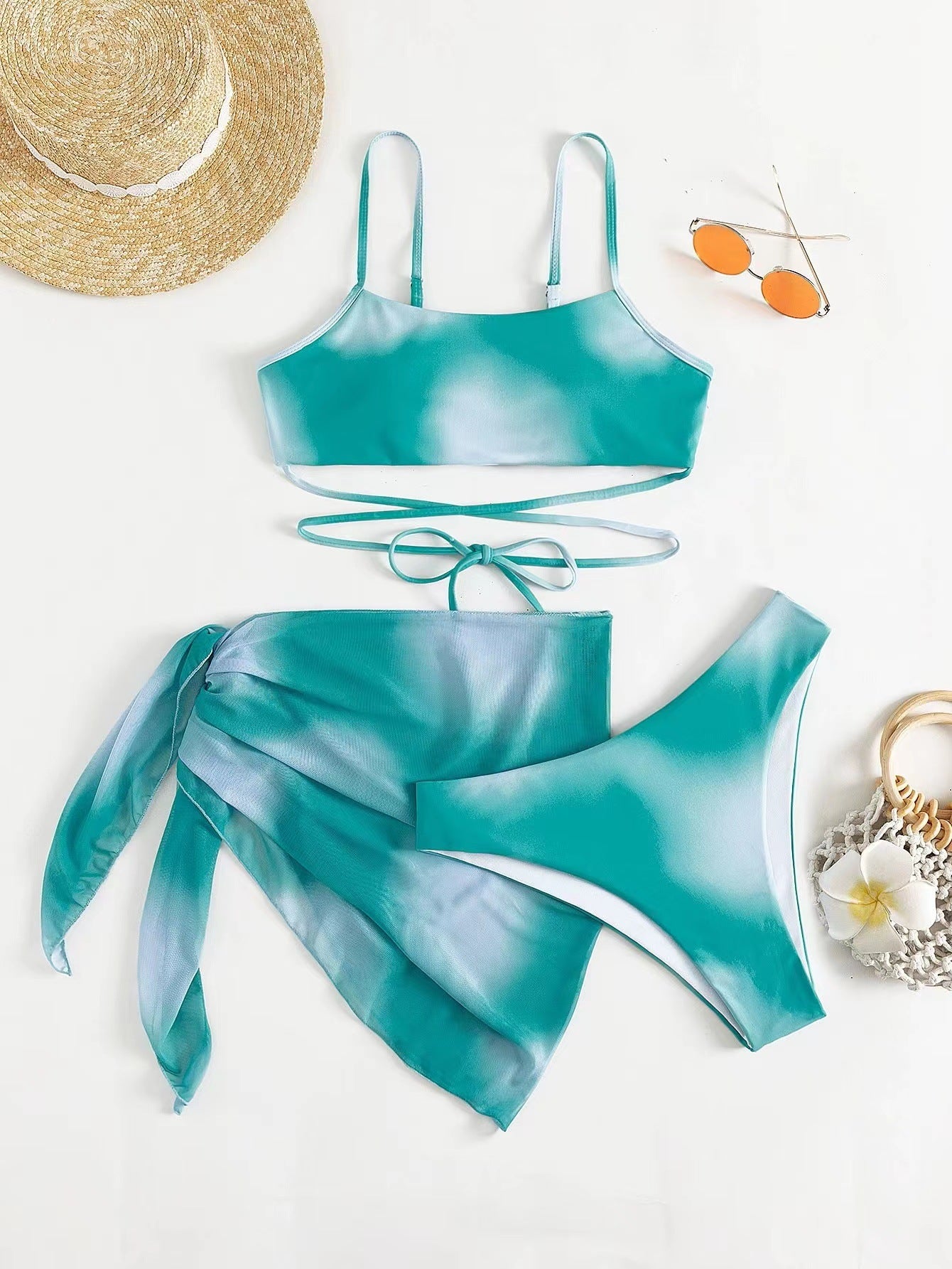 Tie-dye Bikini Swimsuit Three-piece Set