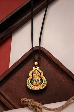 Enamel Filigree Openwork Rotating Gourd Necklace