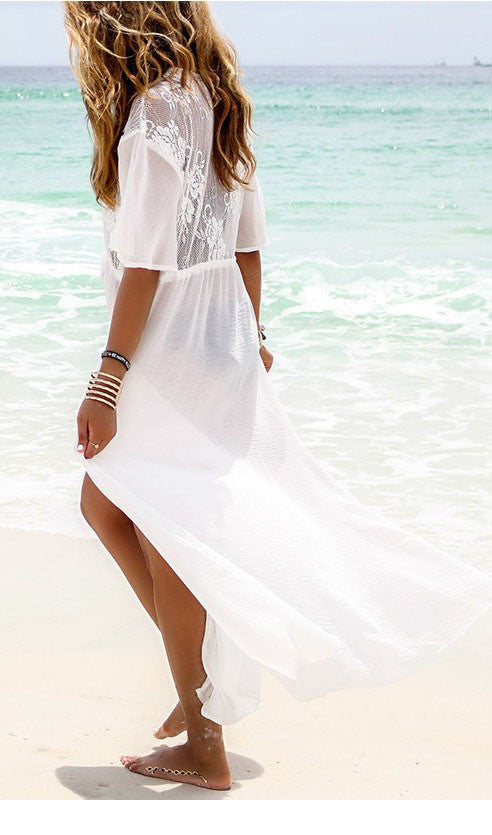 Lace Splicing Chiffon Cover-up