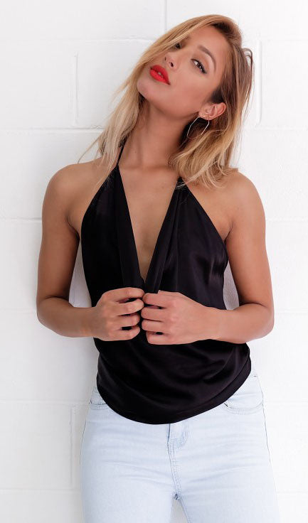 Solid Color Spaghetti Staps Backless Top