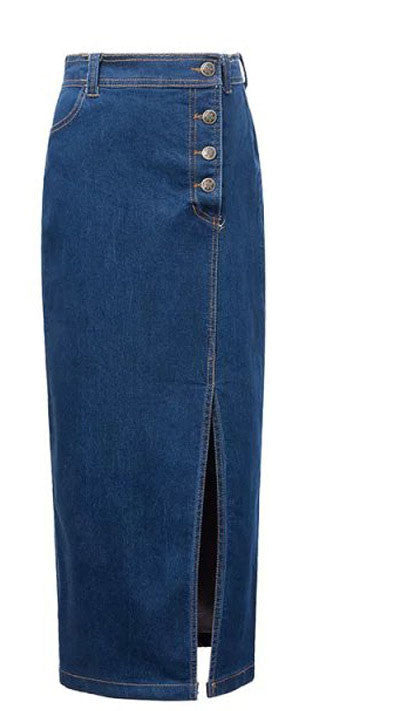 Slit Denim Skirt