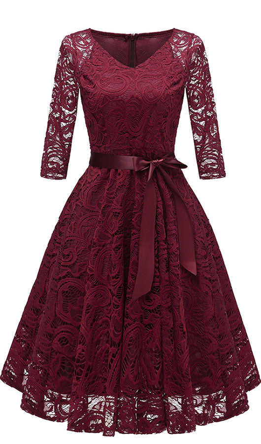 V Neck Lace Dress