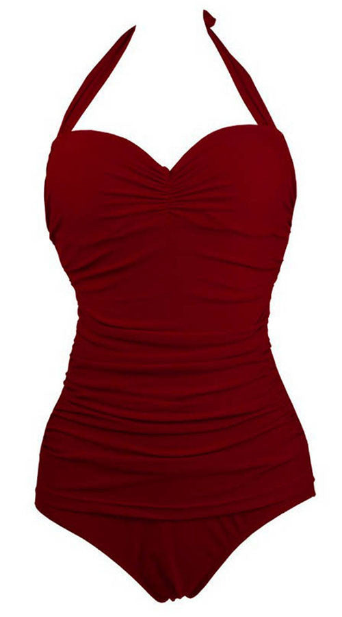 Solid Color One Piece Swimsuit