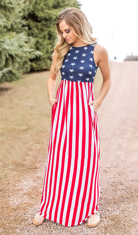 Stripe And Star Maxi Dress