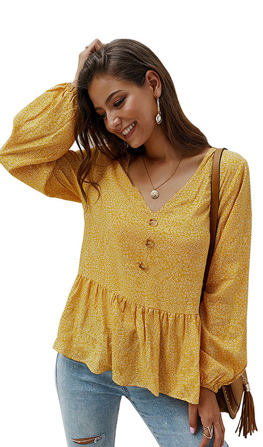 V Neck Long Sleeve Top