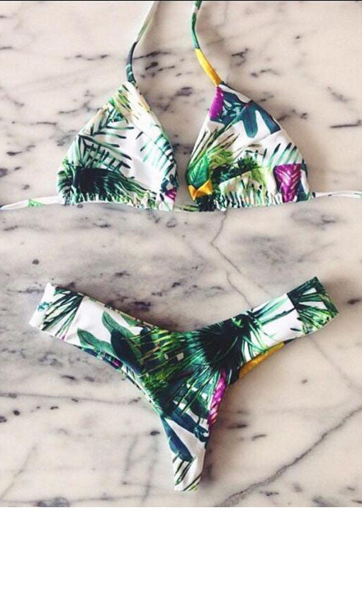 Leaves Print Bikini Set