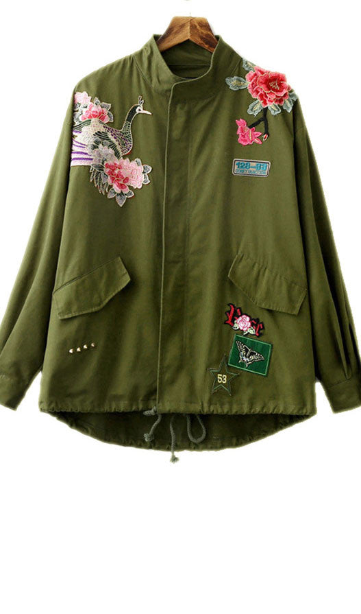 Embroidery Green Jacket