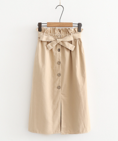 Front Buttons Slit Skirt