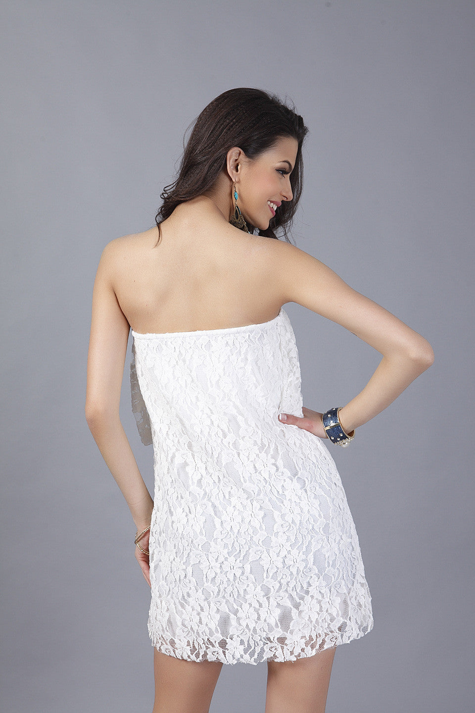 Strapless White Lace Mini Dress
