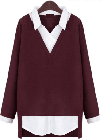 Romoti Work Day Big Szie Shirt Splicing Top