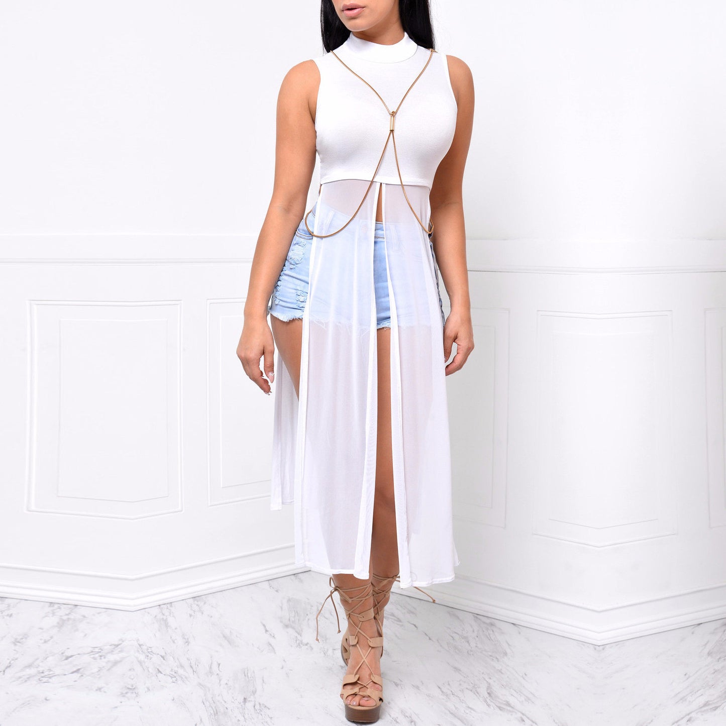 Sleeveless Slit Top