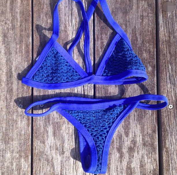 Solid Color Knit Bikini Set