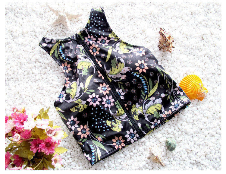 Floral Zipper Bikini Set