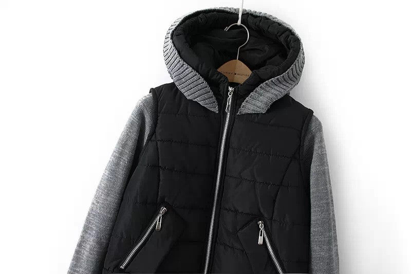 Sweater Splicing Hooded Coat