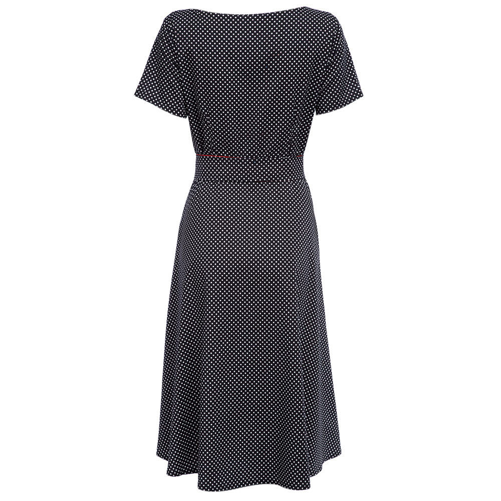Romoti Open To Everything Navy Blue Dots Print Dress