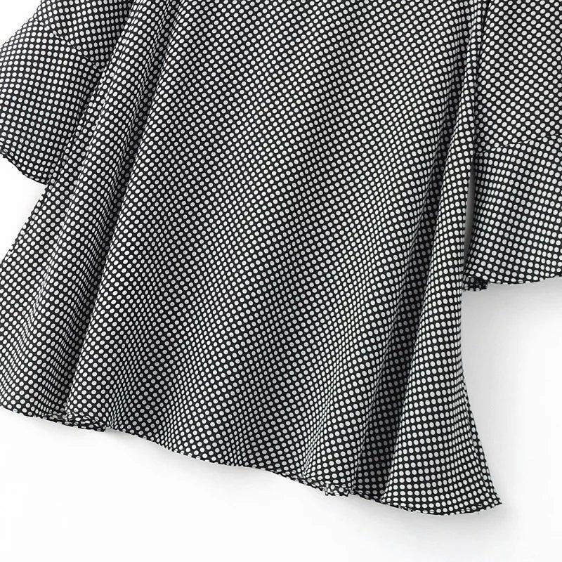 Dots Print Pagoda Sleeve Dress