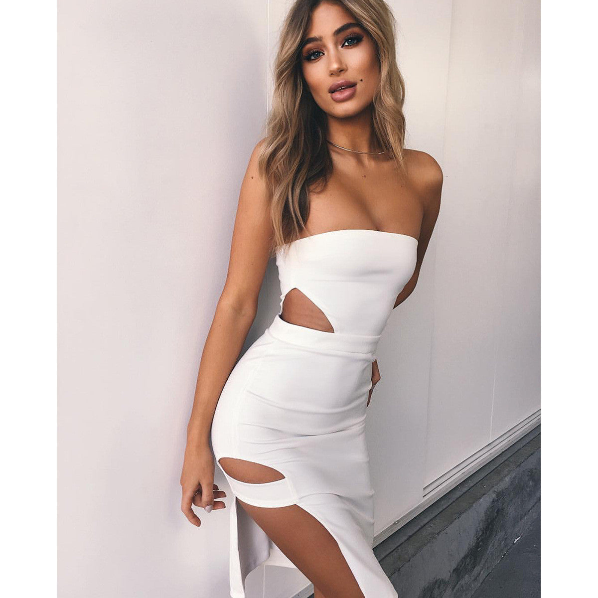 Strapless Cut Out Bodycon Dress