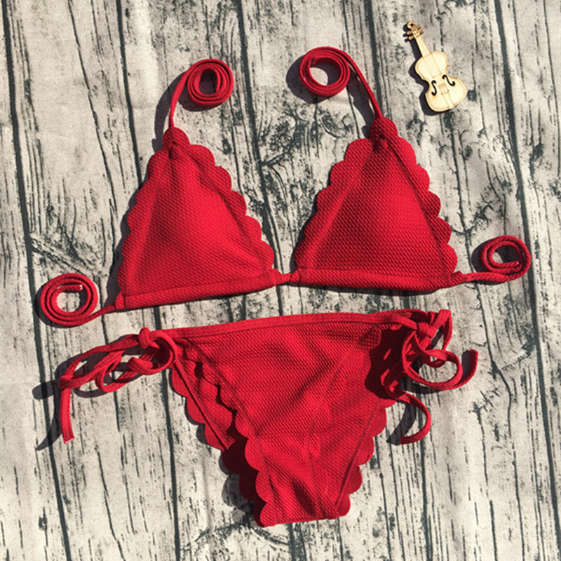 Solid Color Bikini Set