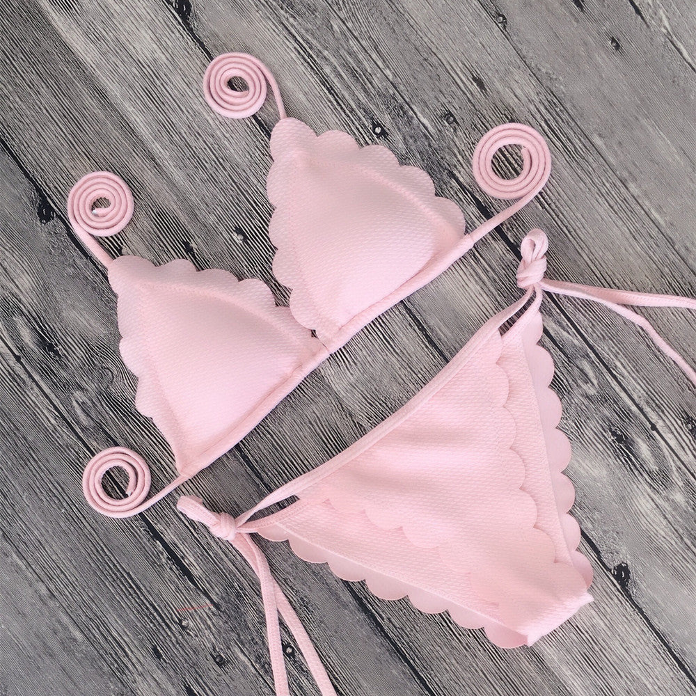 Solid Color Bikini Set