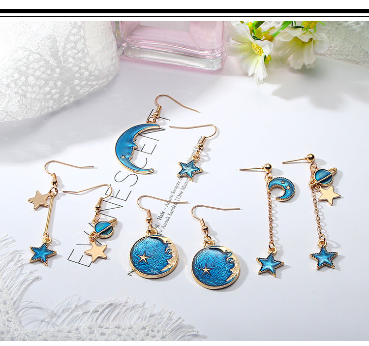 Blue Star Planet Earrings