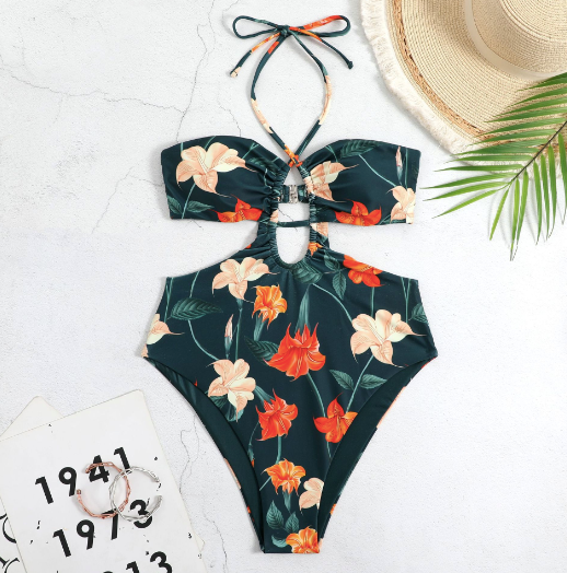 Floral Hollow Out Swimsuit