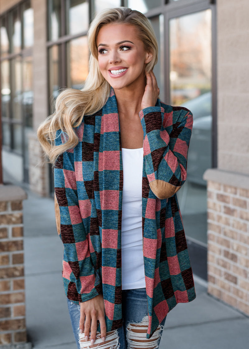 Check Print Cardigan