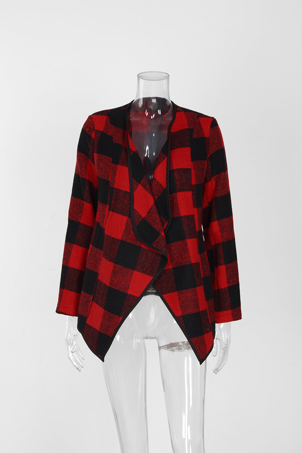 Checked Print Lapel Cardigan