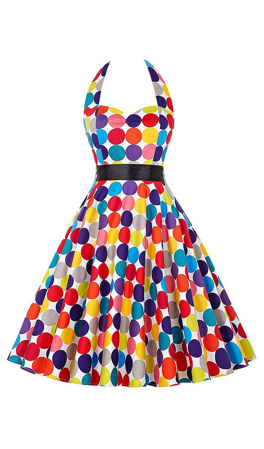 Dots Print Halter Dress