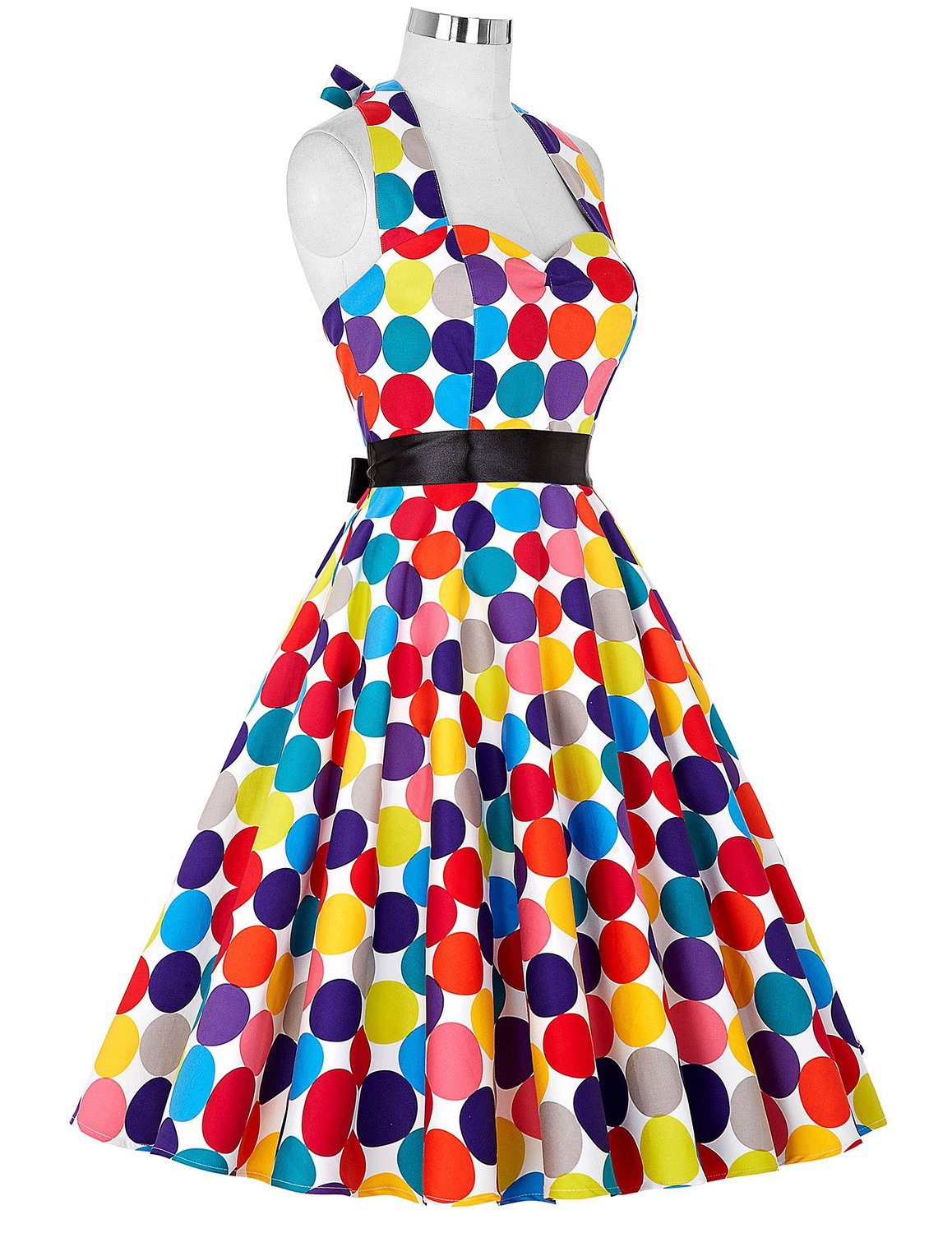 Dots Print Halter Dress
