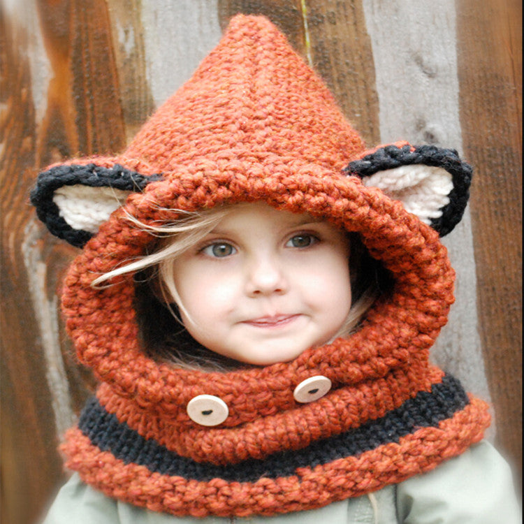 Girls Knit Fox Hats