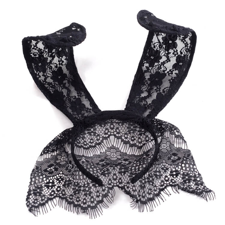 Lace Rabbit Ears Hair Band And Mask