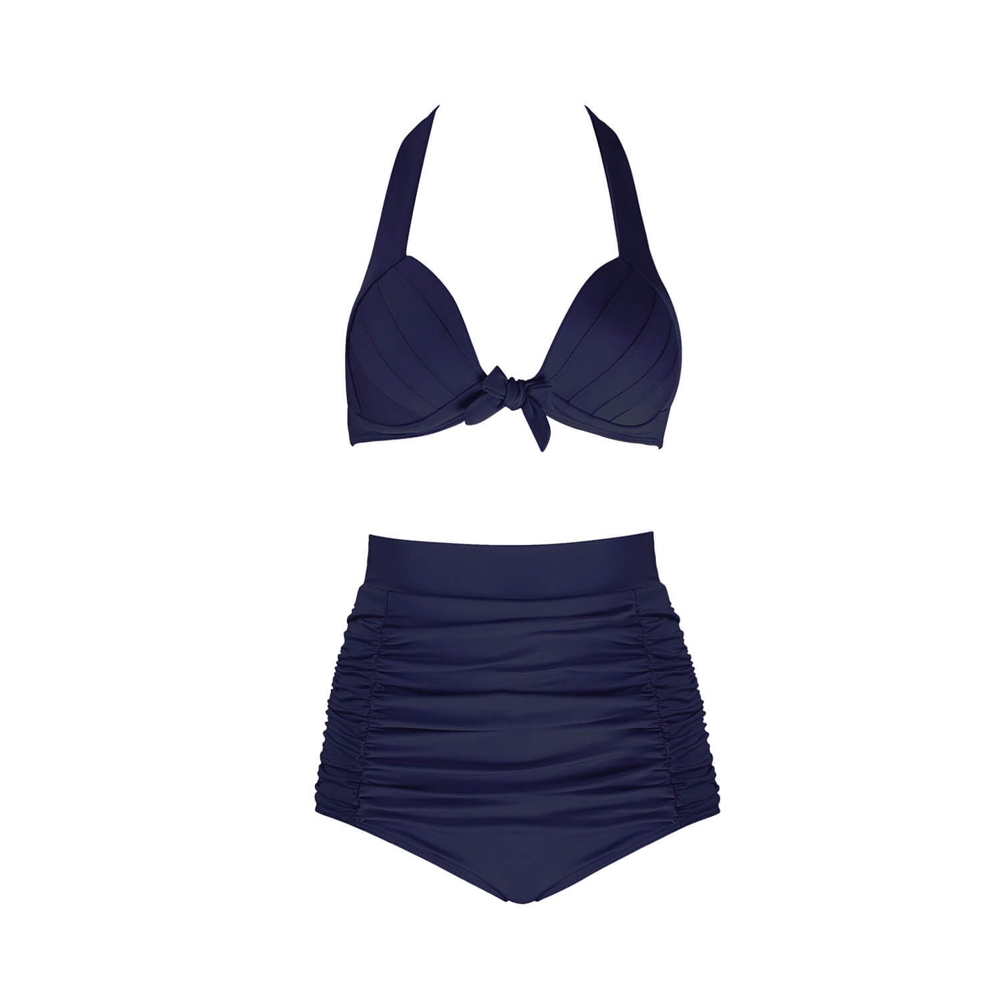 Solid Color High Waist Bikini Set