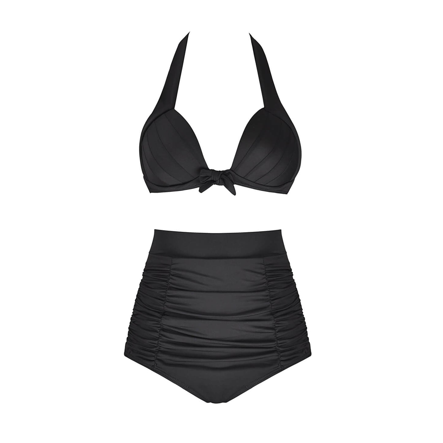 Solid Color High Waist Bikini Set