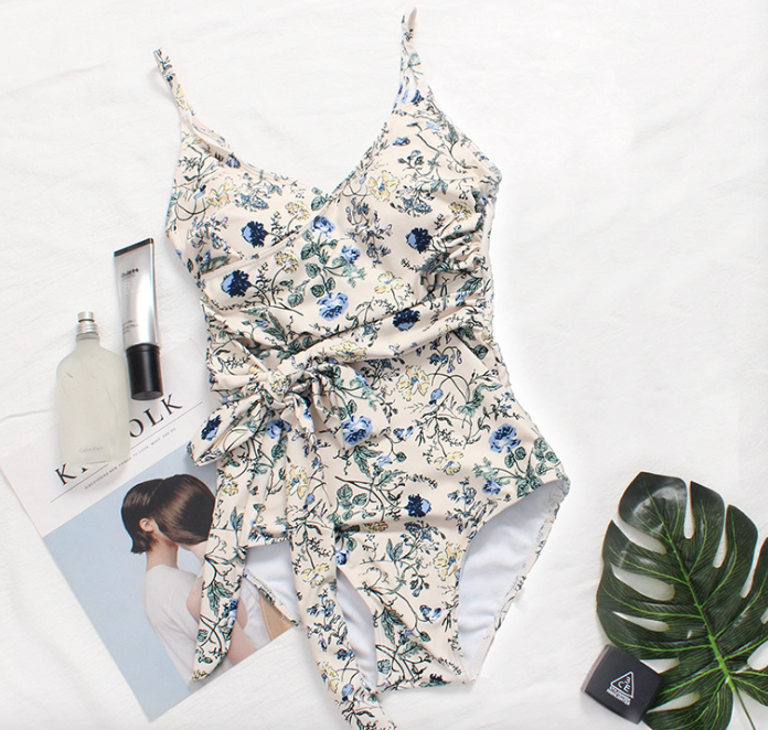 Leaves Print One Piece Swimsuit