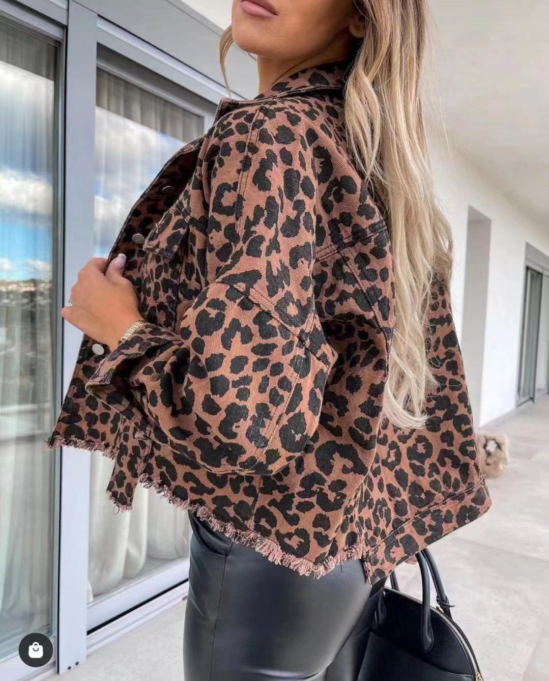 Leopard Denim Coat