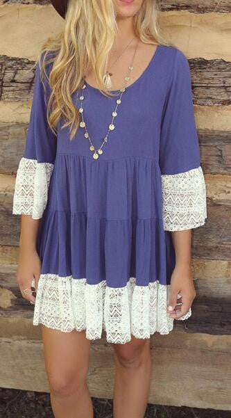 Romoti Three-quarter Sleeve Lace Dress