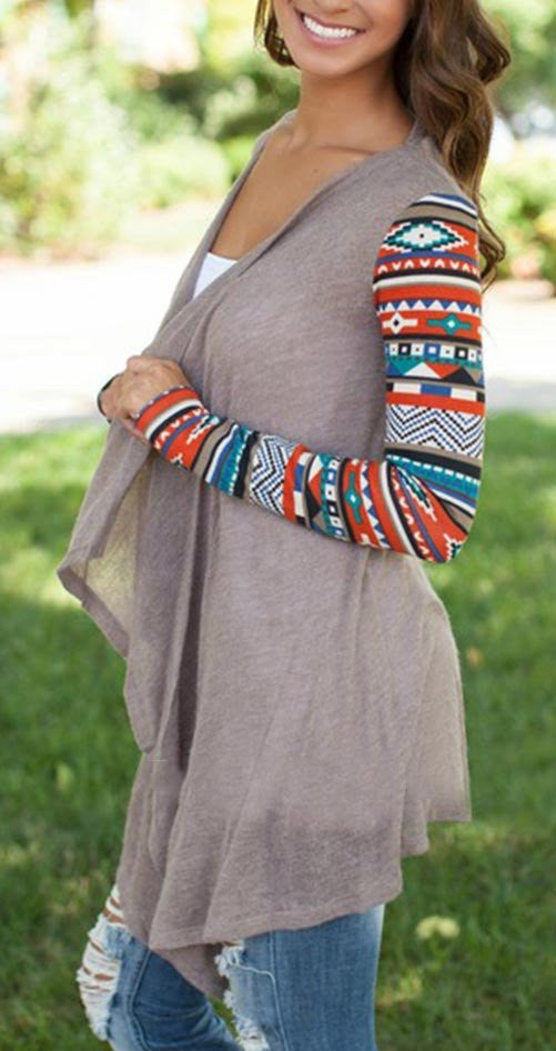 Romoti All About Bohemian Splicing Multicolor Irregular Cardigan
