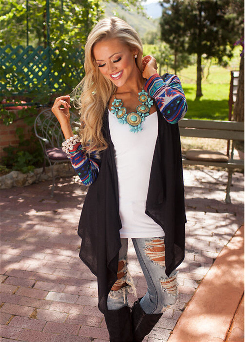 Romoti All About Bohemian Splicing Multicolor Irregular Cardigan